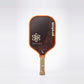 Proton Project Coyote Elongated 15mm pickleball paddle — front face, orange edge guard and tan grip