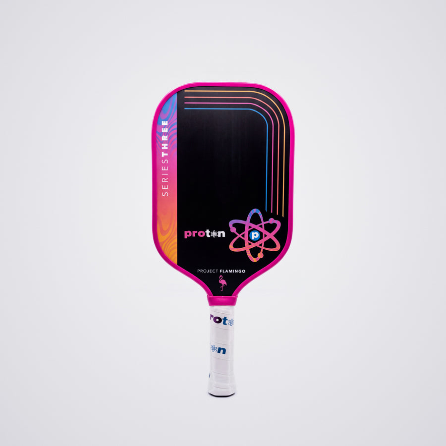 Project Flamingo Elongated 15MM pickleball paddle, front face