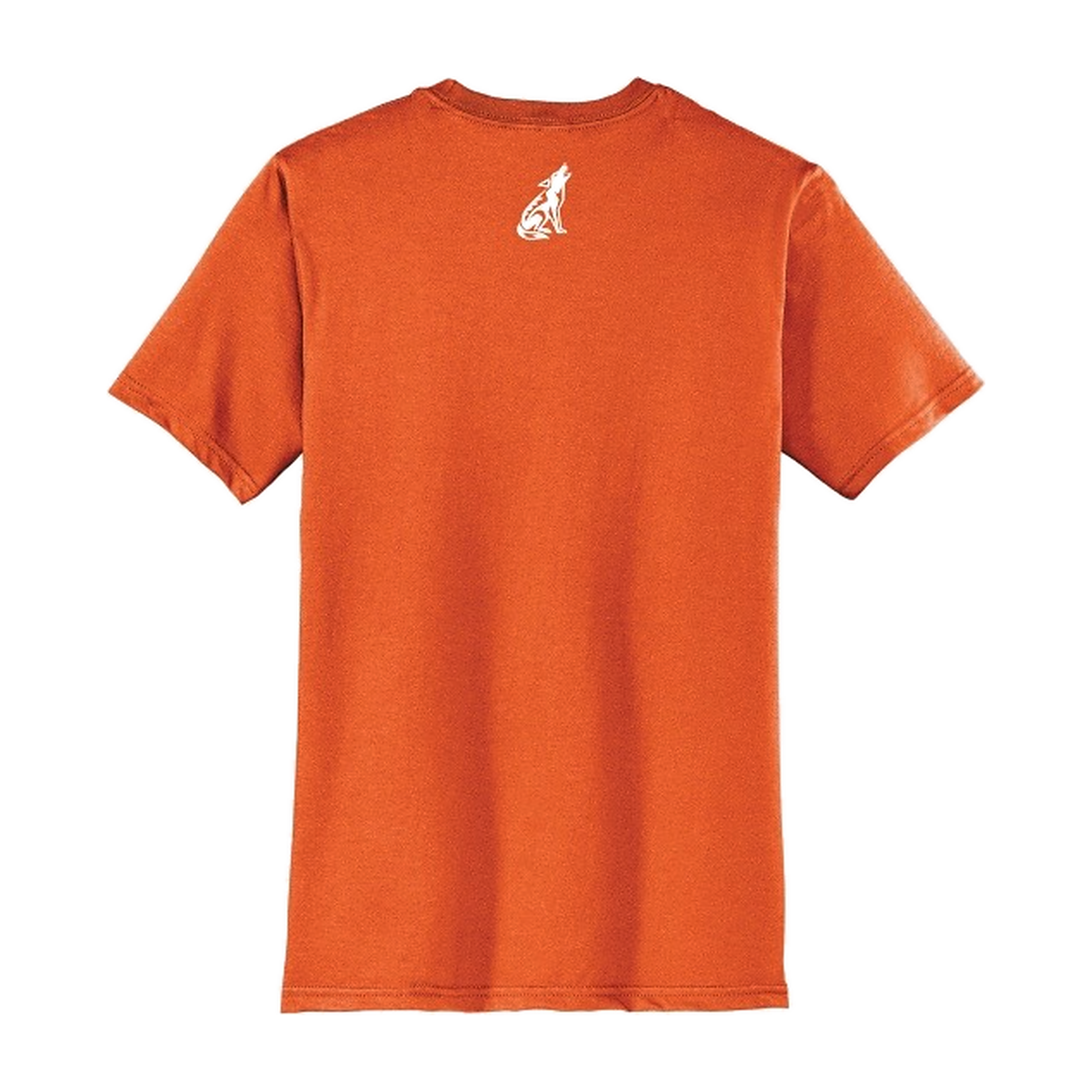 Project Coyote Tee back view with the cream howling coyote below the collar