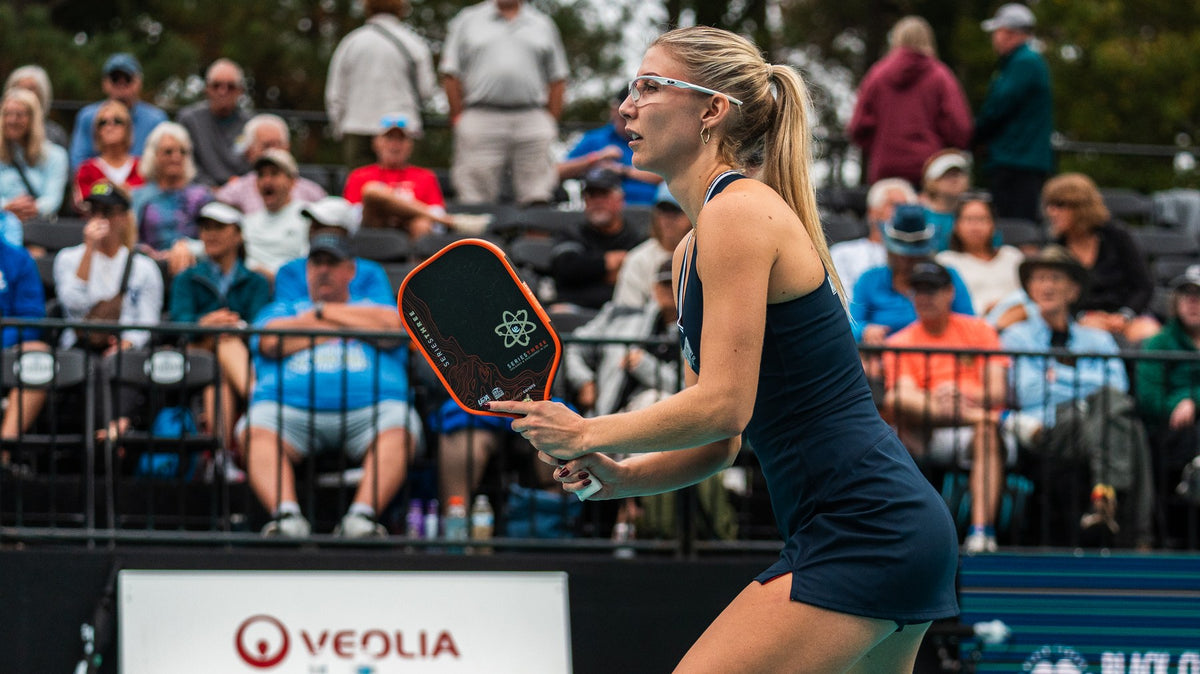 Meghan Dizon ready with the Proton Project Coyote paddle at the PPA Virginia Beach Open