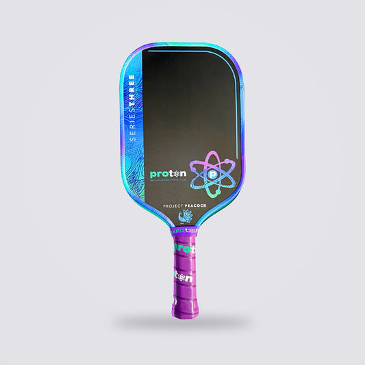 Project Peacock Elongated 13MM pickleball paddle — front view