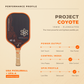 PROTON_STATCARD — Project Coyote Elongated 15MM: power 10, control 8, spin 9 out of 10. 30-day guarantee, USA Pickleball and UPA-A approved.