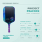 PROTON_STATCARD — Project Peacock Elongated 15MM: power 8, control 8.5, spin 9 out of 10. 30-day guarantee, USA Pickleball and UPA-A approved.
