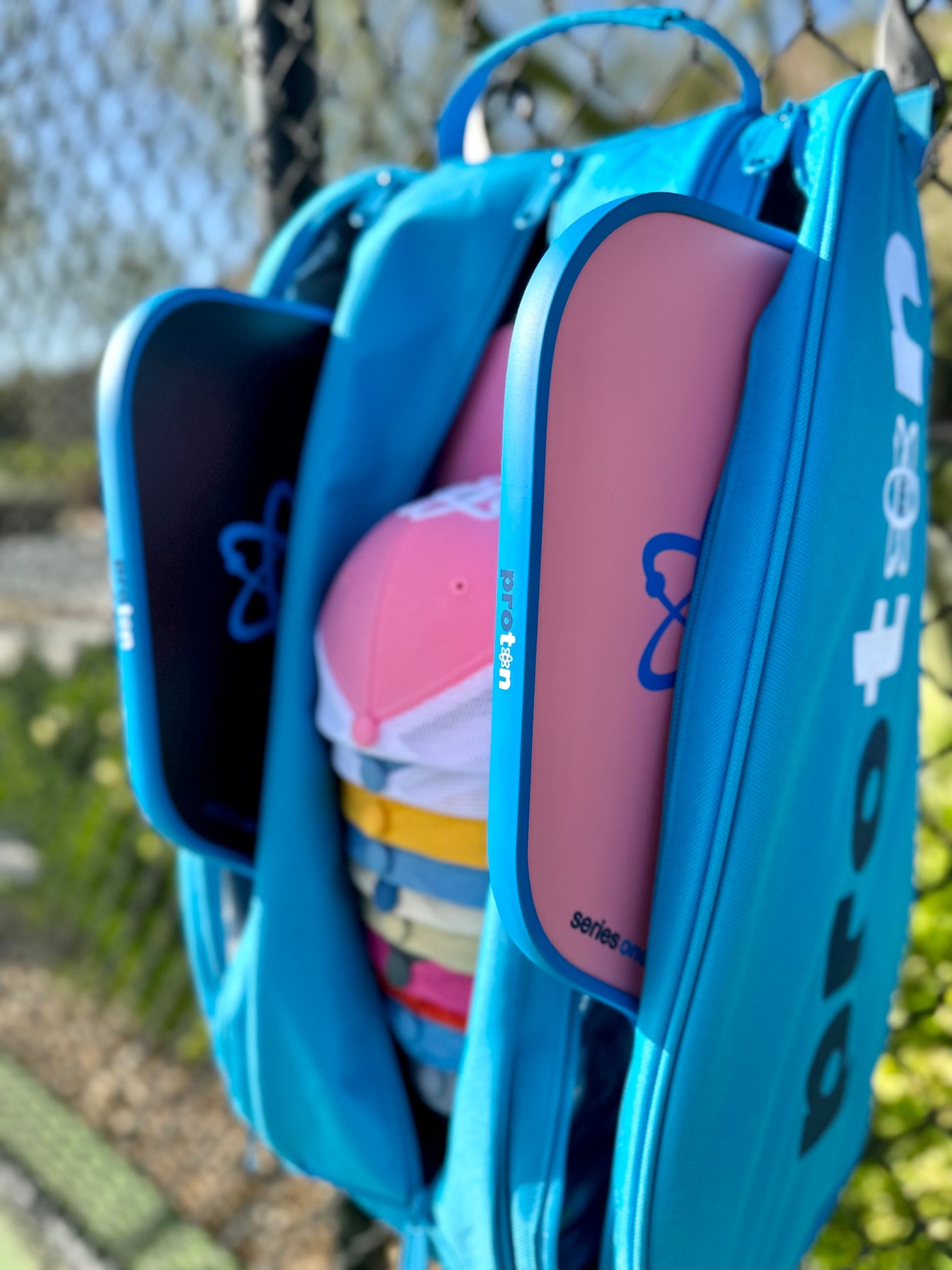 PB Neon Electric Blue Pickleball Drawstring Bag